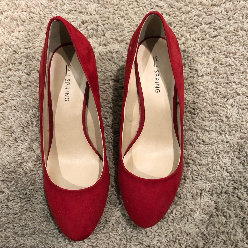 Red suede 1in heels